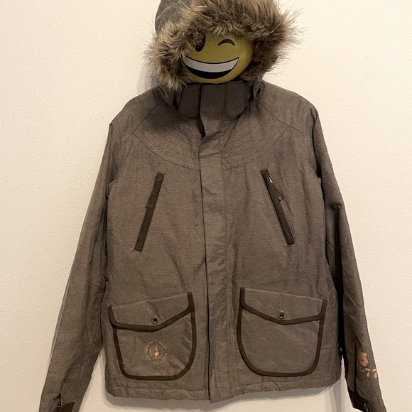 Burton womens brown fur-lined snowboard jacket- medium - Picture 1 of 10